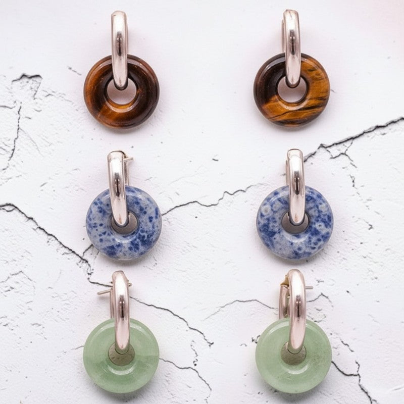 Boucles d’oreilles donuts en pierre naturelle