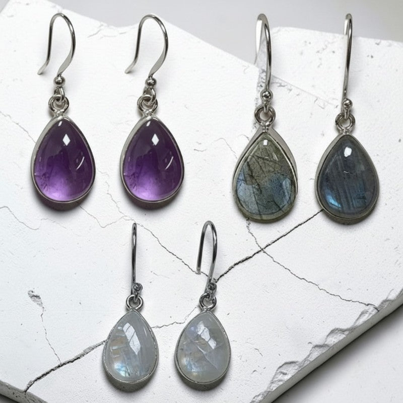 Boucles d’oreilles goutte d’eau en pierre naturelle