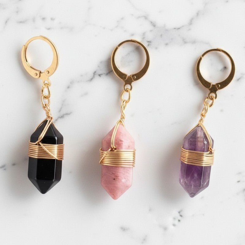 Boucles d’oreilles pointe en pierre naturelle