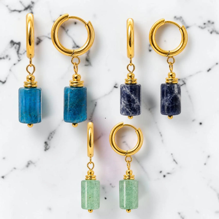 Boucles d'oreilles tube en pierre naturelle