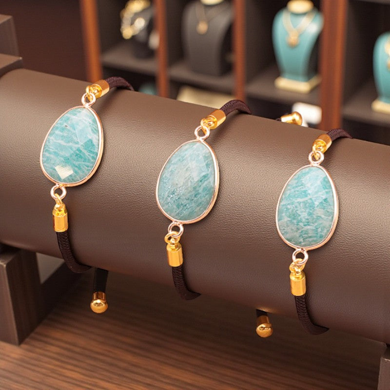 Bracelets cordon réglable avec pierre naturelle ovale facettée – ÉCLIPSE®