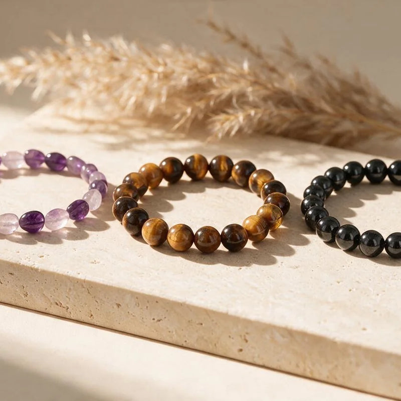 Bracelets en pierre naturelle, sur travertin
