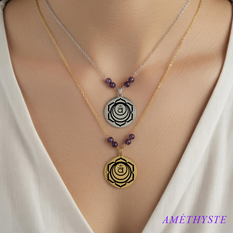 Collier 7 chakras vraies pierres naturelles