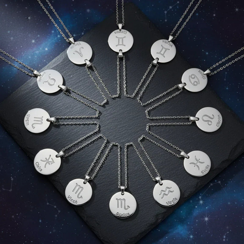 Collier signe astrologique en pierre naturelle, les 12 signes