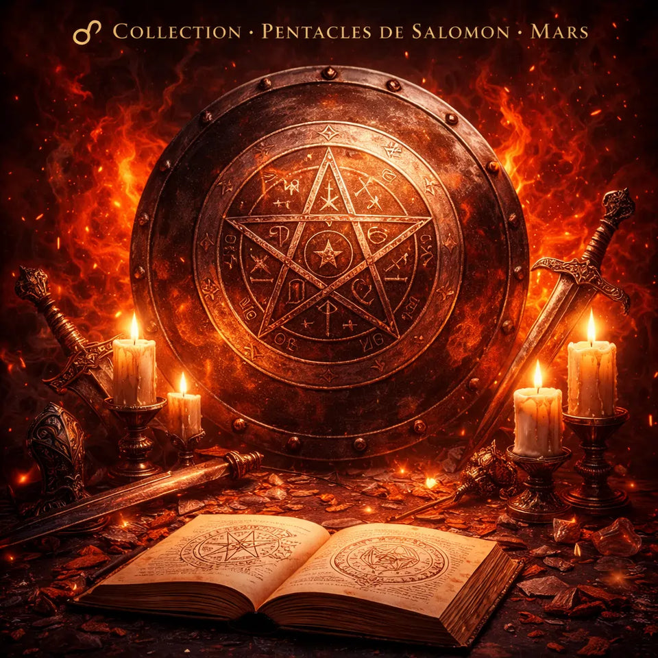 Collection des Pentacles de Mars – colliers talismans ésotériques de protection et de force – La Pierre FR