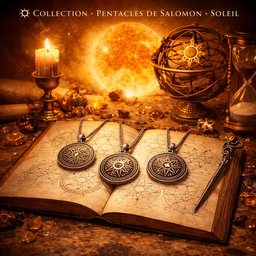 Collection Pentacles de Salomon du Soleil – colliers talismans ésotériques en acier inoxydable