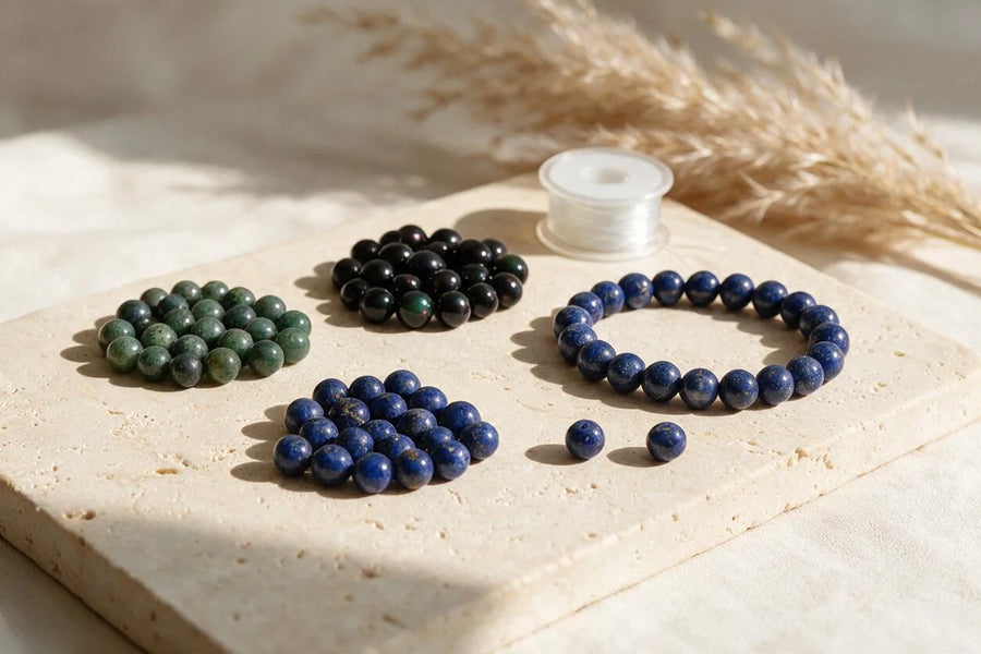 Kit bracelet en pierre naturelle à monter soi-même, sur travertin