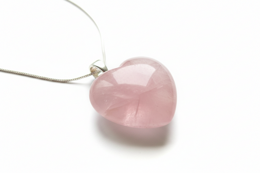 Pendentif amour en pierre naturelle véritable monté sur argent 925 rhodié