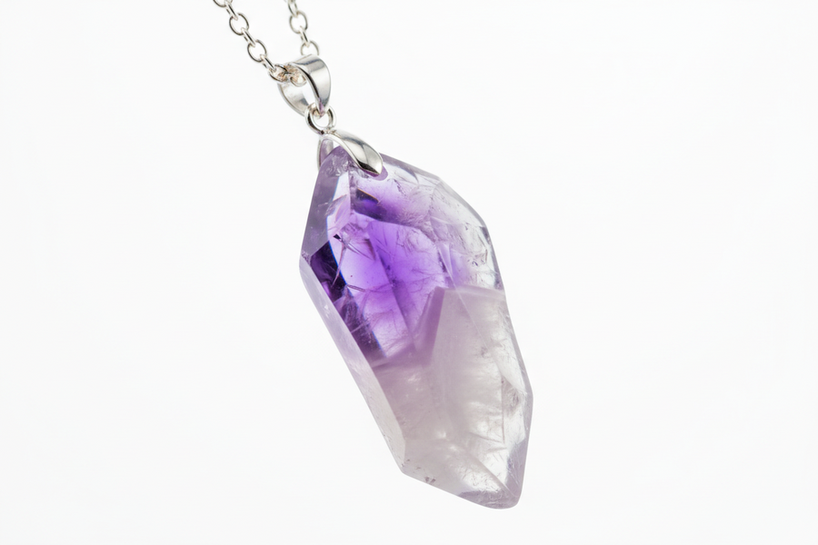 Pendentif chakra couronne en pierre naturelle véritable monté sur argent 925 rhodié