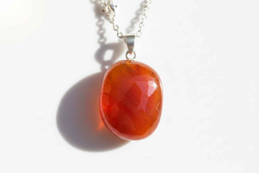 Pendentif chakra sacré en pierre naturelle véritable monté sur argent 925 rhodié