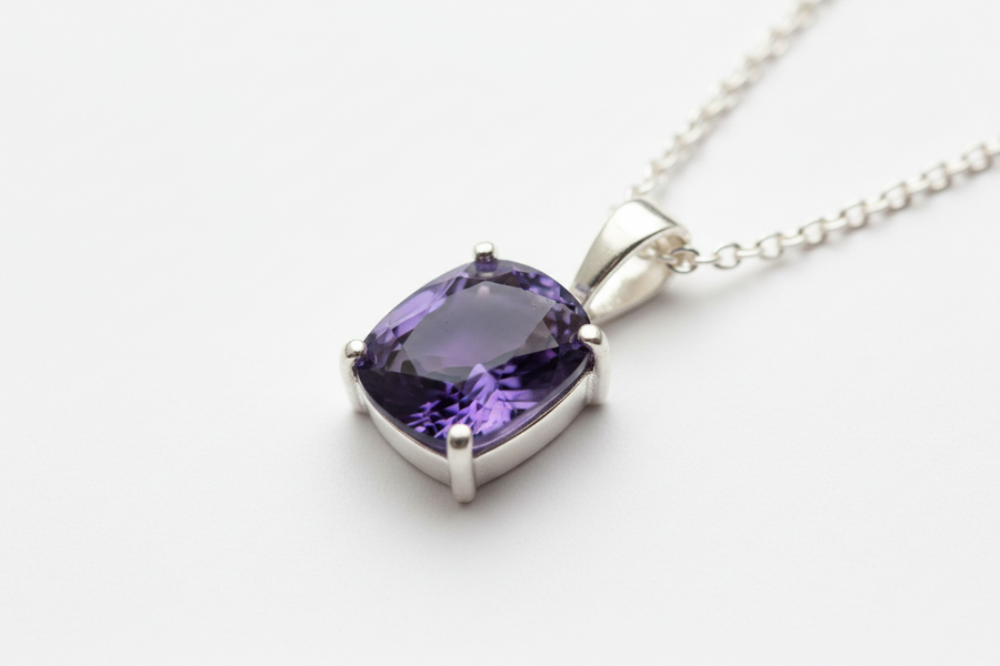 Pendentif chakra troisième œil en pierre naturelle véritable monté sur argent 925 rhodié