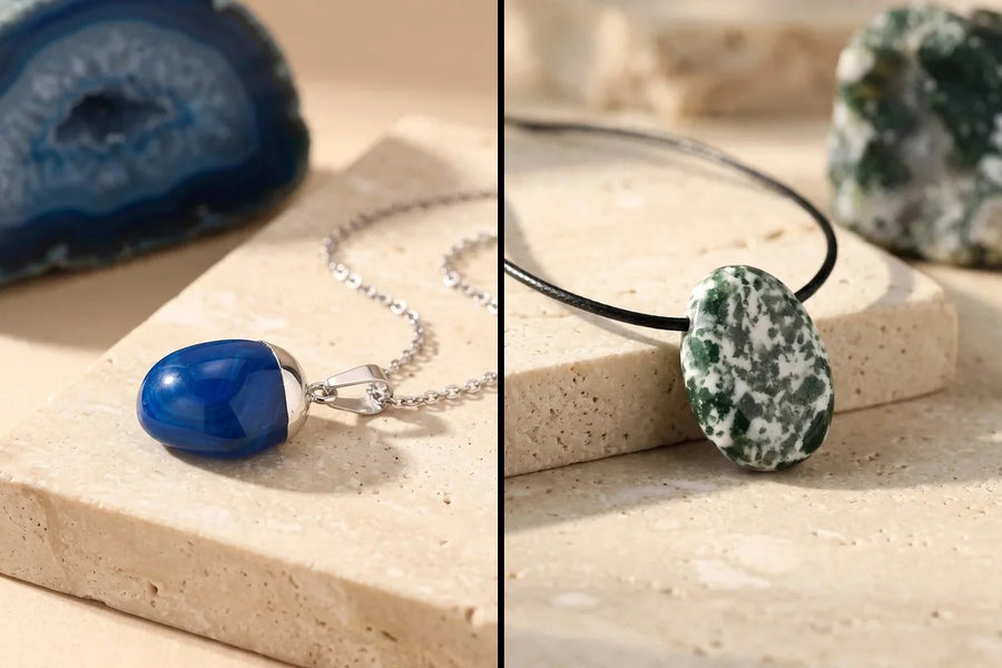 Pierre agate naturelle, sur travertin