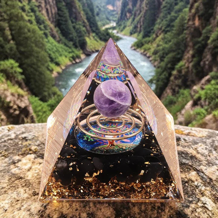 Pyramide Orgonite Arbre de Vie en Pierre Naturelle