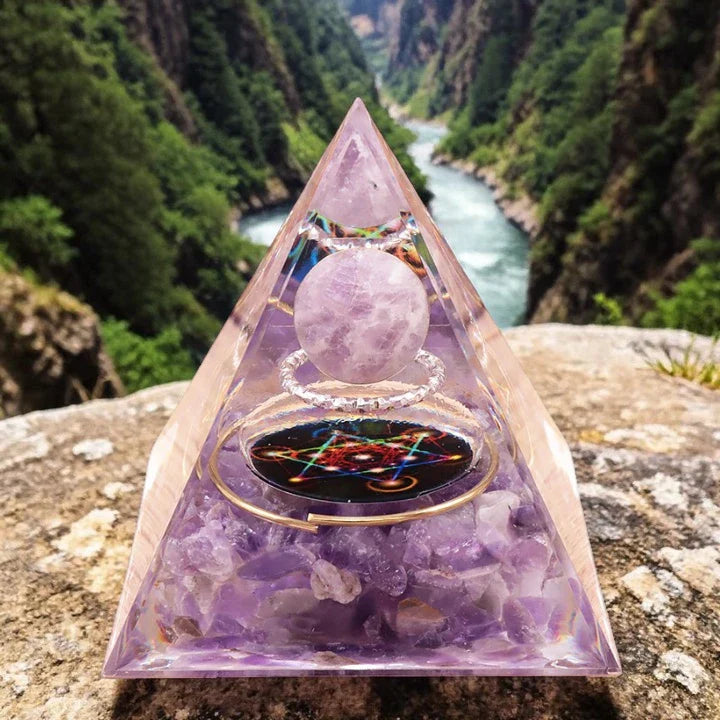 Pyramide Orgonite Cube de Métatron en Pierre Naturelle