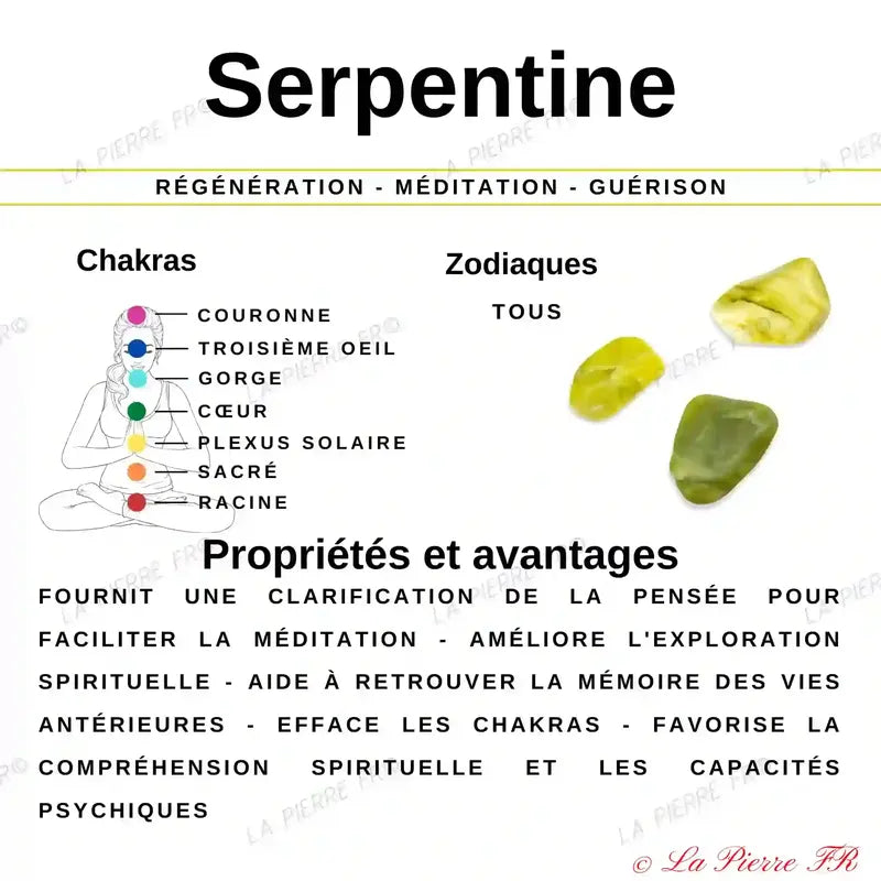 Perles Serpentine verte en pierre naturelle - Qualité AAA