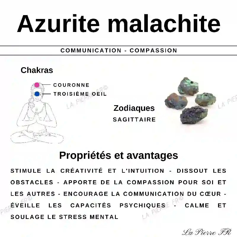 Perles Azurite Malachite (stabilisée) - Qualité AA + perle azurite, malachite
