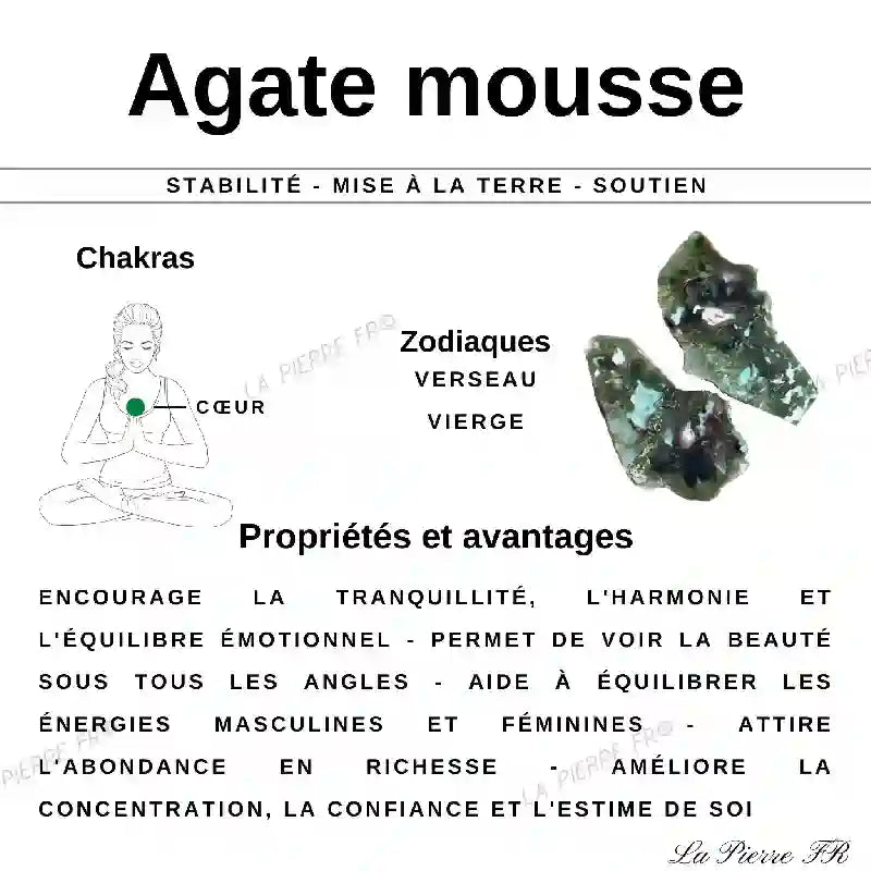 Perles Agate Mousse en pierre naturelle - Qualité AA + perle