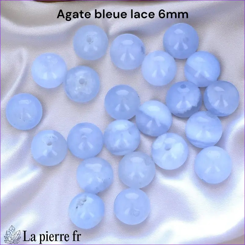 Perles Agate Bleue Lace Naturelle ronde 6mm
