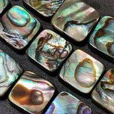 36 Perles d'ormeau 10mm x 10mm carré, Perles nacre abalone naturelle - La Pierre FR