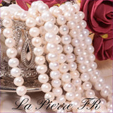 50 Perles de culture blanche d'eau douce, percée presque ronde bon lustrage de 7 / 8 mm, véritable perle de culture d'eau douce, grade AA - La Pierre FR