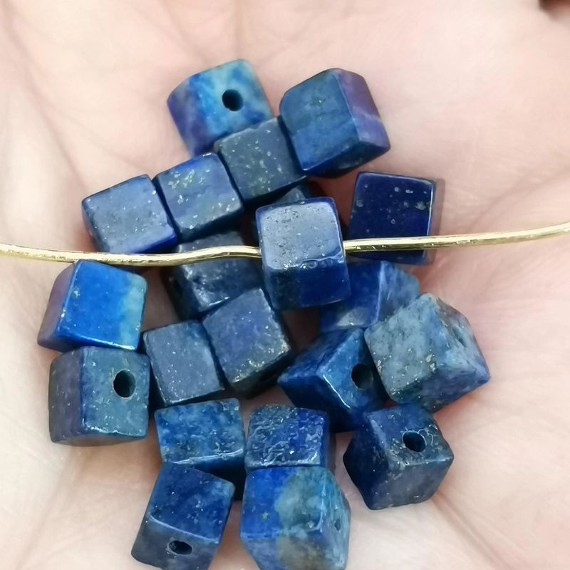 Lot de 80 perles cube Lapis Lazuli 4 mm, pierre naturelle pour la création de bijoux en lithothérapie