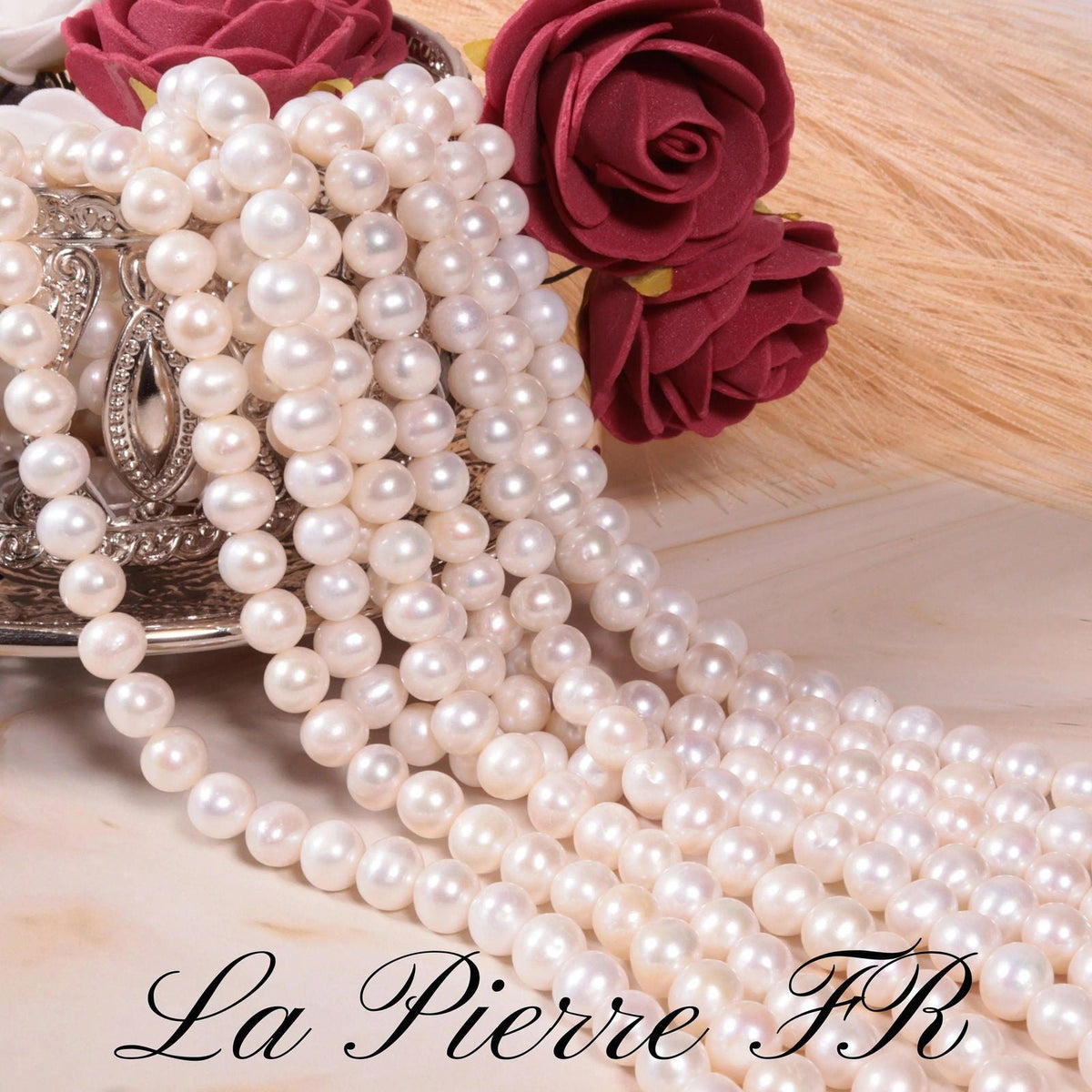 Perles de culture d'eau douce véritables, blanc nacré, percées, pour colliers et bracelets faits main