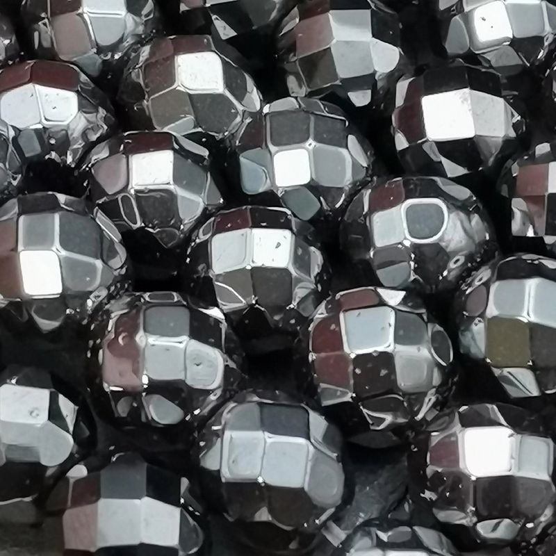 Perles Hématite noire facettée ronde, plusieurs tailles disponibles, pierre naturelle d'ancrage et de protection