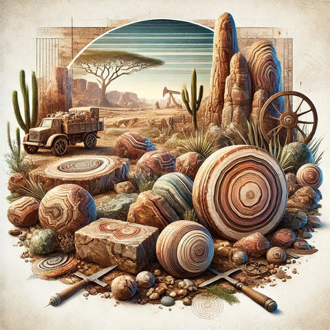 Pierre de Jaspe Paysage polie montrant ses motifs uniques de paysages