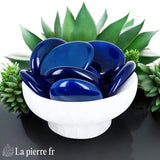 Agate Bleue en galet plat - Pierre de Stabilité