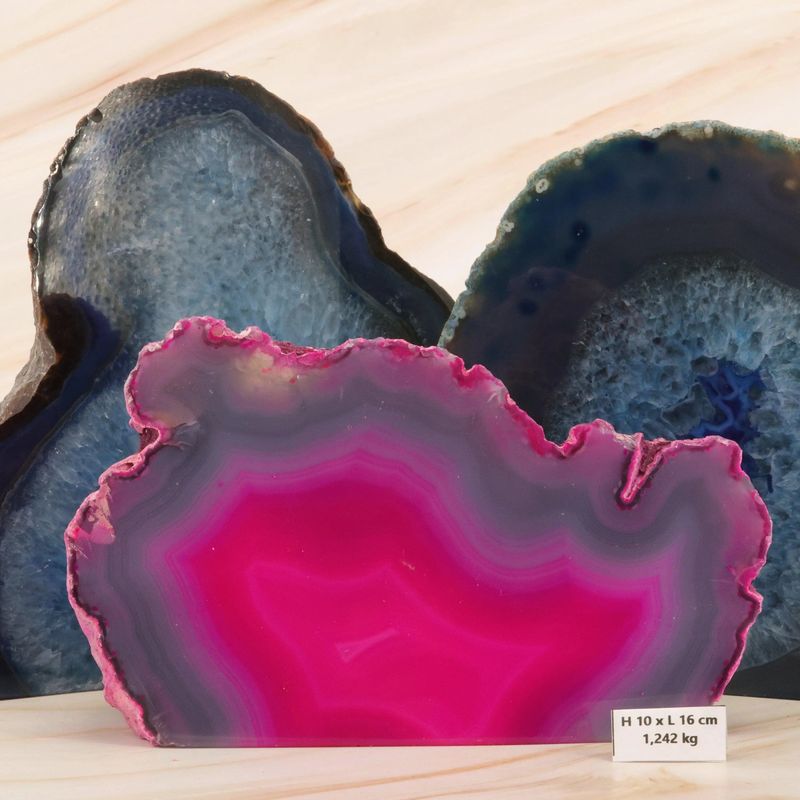 Pierre Déco en Agate Rose de 1,242 kg, Polie sur 1 Face