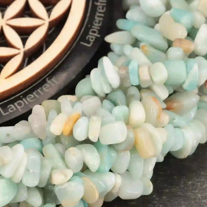 Perles Amazonite en pierre naturelle baroque sur fil de 36 cm pour la création de bijoux