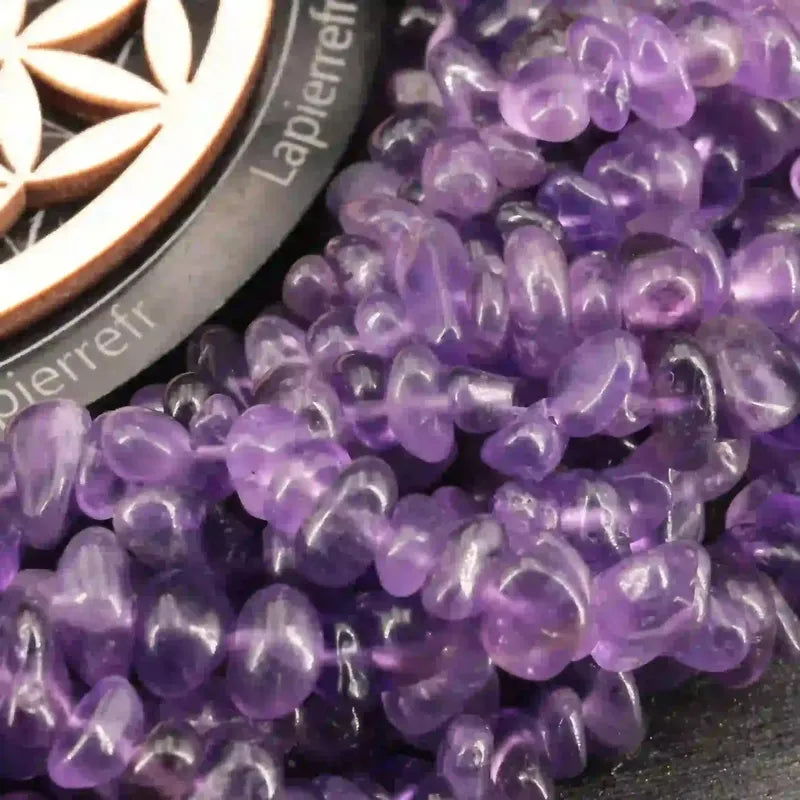 Perles Améthyste en pierre naturelle baroque sur fil de 36 cm pour la création de bijoux