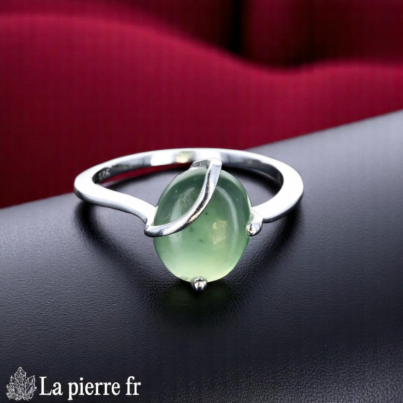 Bague Livia Jade Vert Facetté Argent Minimaliste Femme La Pierre Fr