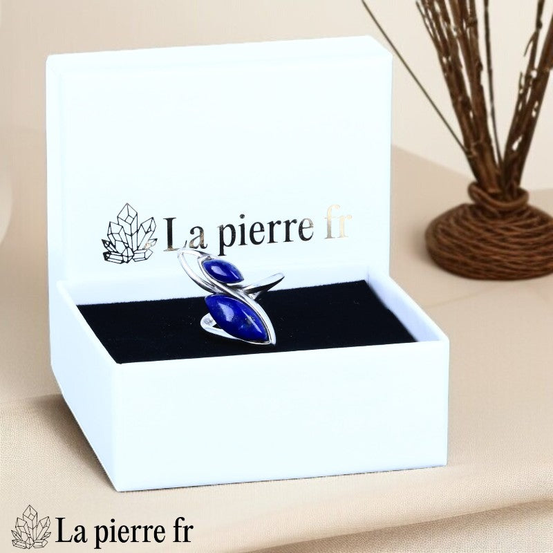 Vue de la bague Lapis Lazuli rhodié Luxuria, pierre naturelle bleu royal