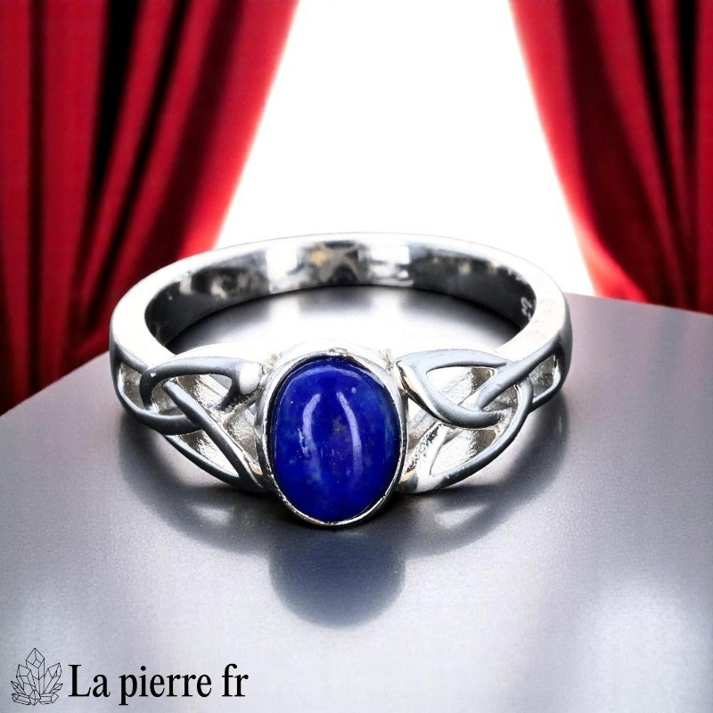 Bague en pierre Lapis Lazuli en argent rhodié pour femme (Chantelle)