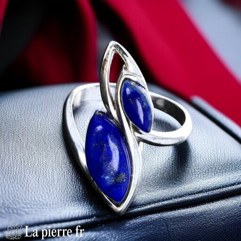Bague en pierre de Lapis Lazuli et argent rhodié pour femme (Luxuria)