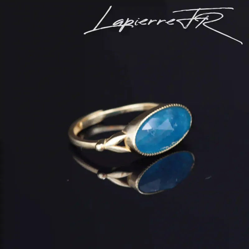 Bague Apatite bleue plaqué Or 18 carats - La Pierre FR