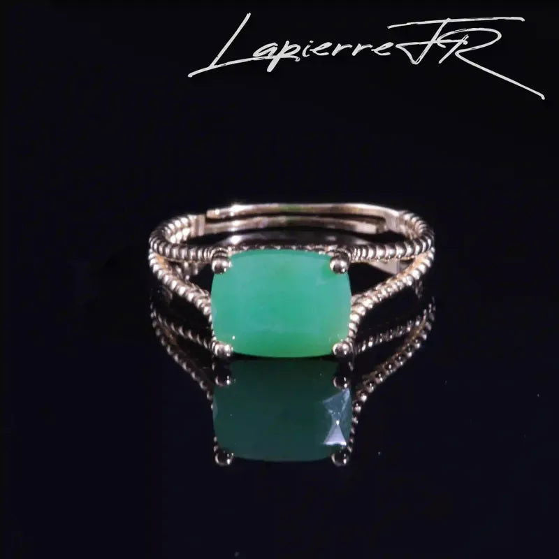 Bague Jade vert facetté plaqué Or 18 carats - La Pierre FR