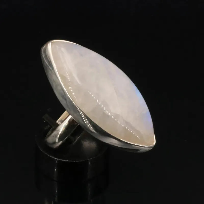 Bague Pierre de Lune Arc-en-Ciel XL en argent (Grand Large)