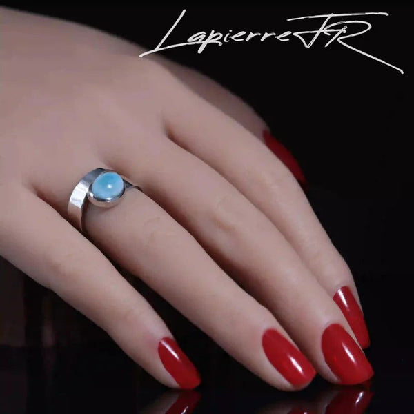 Bague Larimar en argent rhodié réglable - La Pierre FR