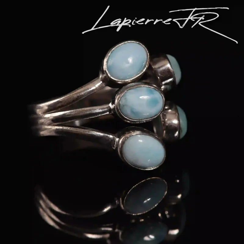 Bague Larimar réglable en argent - La Pierre FR