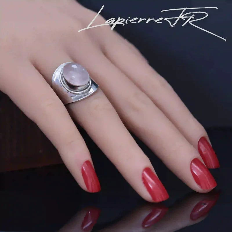 Bague Quartz Rose réglable en argent 925 - La Pierre FR
