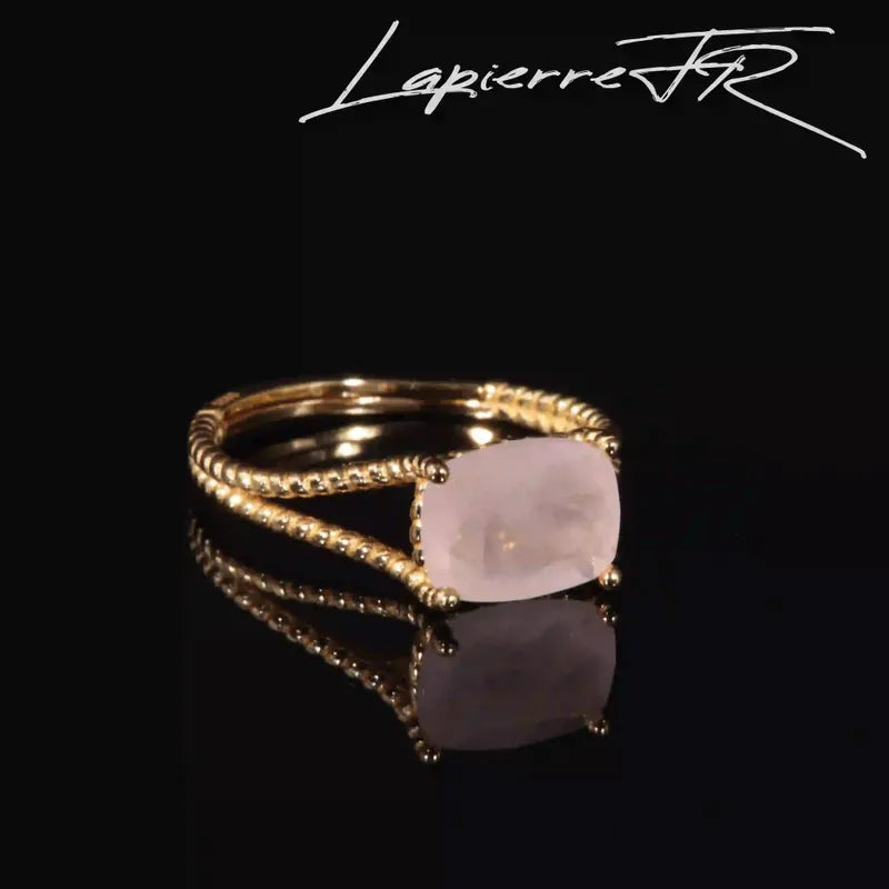 Bague Quartz rose facettée plaqué Or 18 carats - La Pierre FR