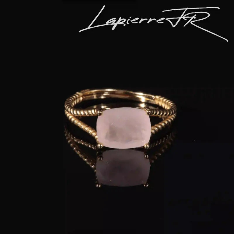 Bague Quartz rose facettée plaqué Or 18 carats - La Pierre FR