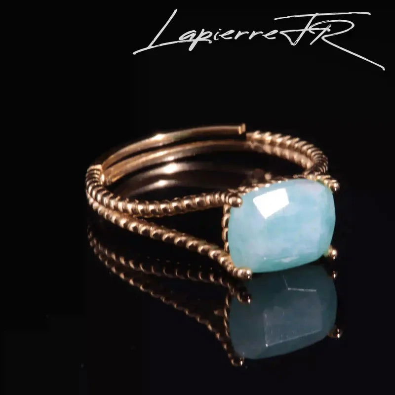 Bague amazonite facettée plaqué Or 18 carats - La Pierre FR