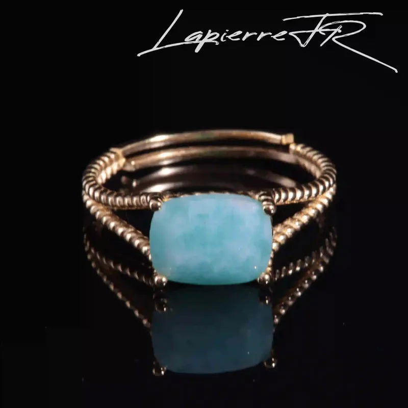 Bague amazonite facettée plaqué Or 18 carats - La Pierre FR