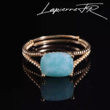 Bague amazonite facettée plaqué Or 18 carats - La Pierre FR