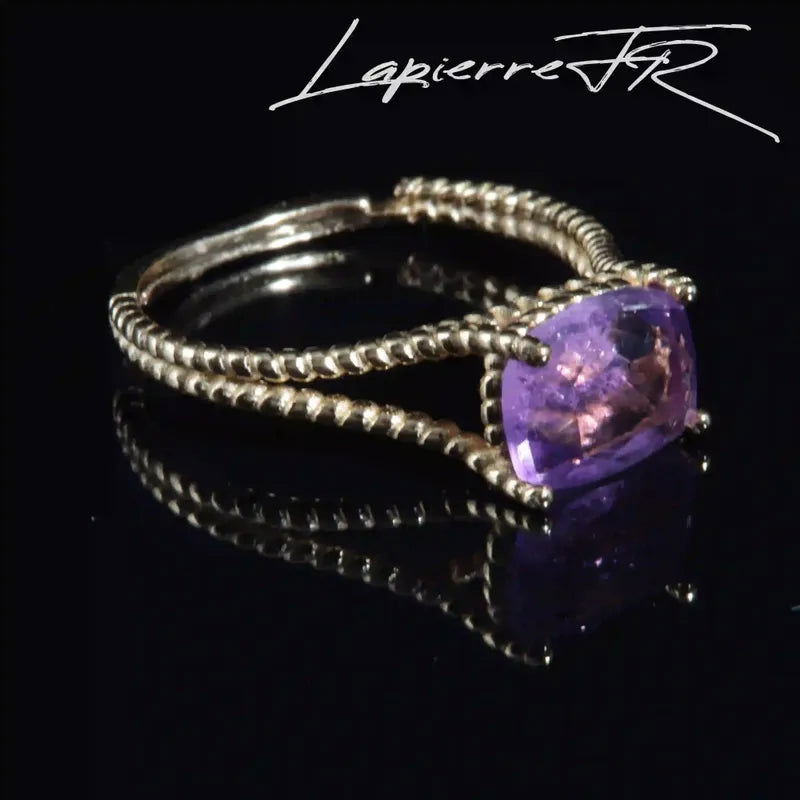Bague en Améthyste facettée plaqué Or 18 Carats - La Pierre FR