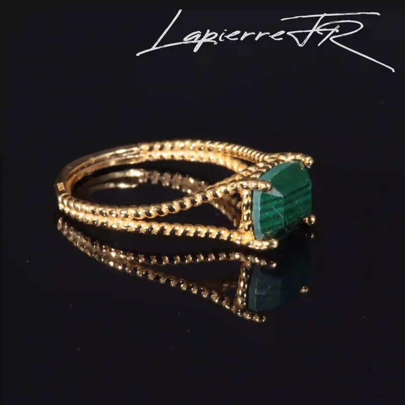 Bague en Malachite (pierre verte) plaqué Or 18 carats - La Pierre FR