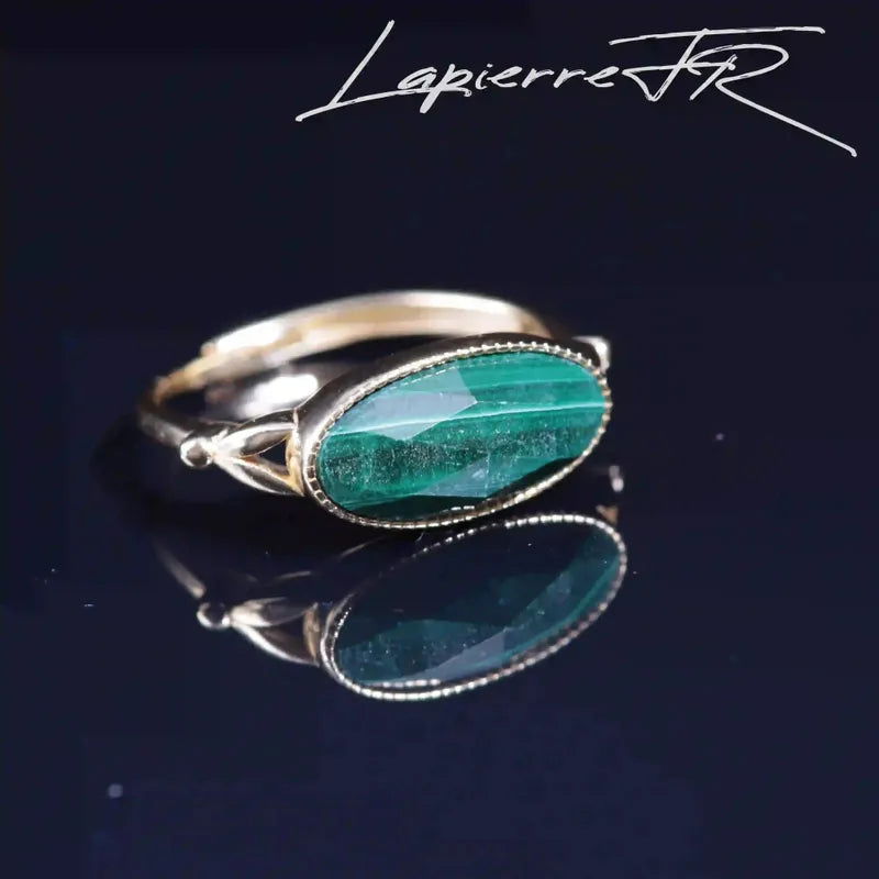 Bague en Malachite (pierre verte) plaqué Or 18 carats - La Pierre FR